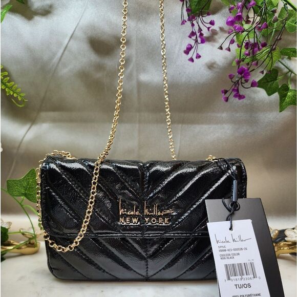 NWT Nicole Miller Black Quilted Crossbody Bag - Picture 3 of 12